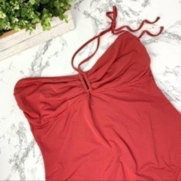 Red Halter One piece swimsuit size 14 - Picture 2 of 4